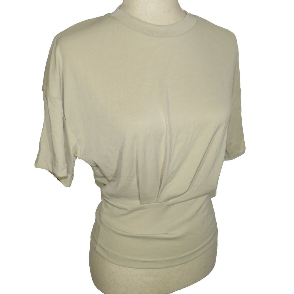 OGL Sandwashed Modal Knit Eco Friendly Soft Stretchy Draped Tee Beige Size Large - Picture 4 of 13